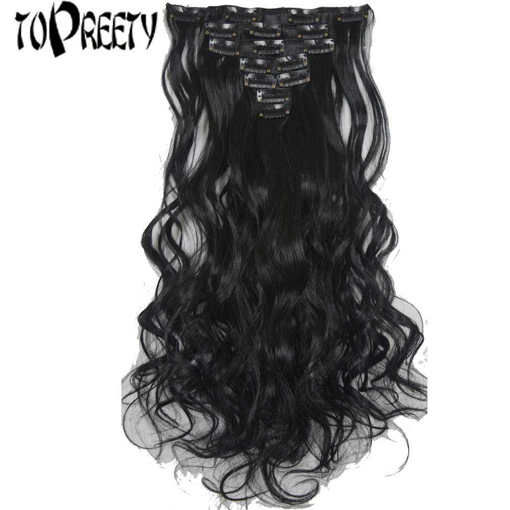 

TOPREETY Heat Resistant Synthetic Hair Fiber 100gr 19" 48cm Wavy 7pcs/set Clip in Hair Extensions