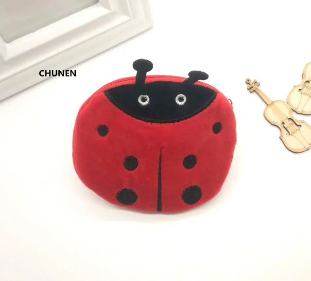 2Colors- Cute Ladybug Plush Purse - 11CM Plush Toys Purse , Kid's Key Hook Toy plush purse , Plush Coin Purse 2