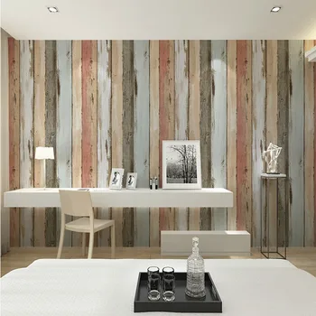

Colomac 3D Mediterranean nostalgic retro wood wallpaper blue old imitation wooden clothing store shopping mall wallpaper