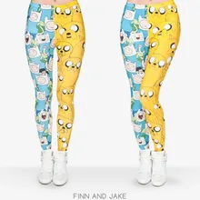 Длинные узкие штаны полиэстер 3D животного Финн и Джейк печатных Для женщин девочек Забавные леггинсы
