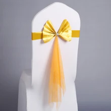 10 шт./партия, Свадебный декор, гостиничный Банкетный стул, задний декор, спандекс, галстук-бабочка, кожаный стул, лента, атласная лента