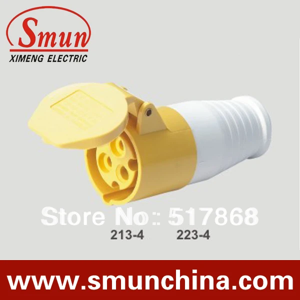 

industrial connector 32A 110-130v 2P+E 3pin with CE ROHS 1 year warranty IP44 degree PA66 material
