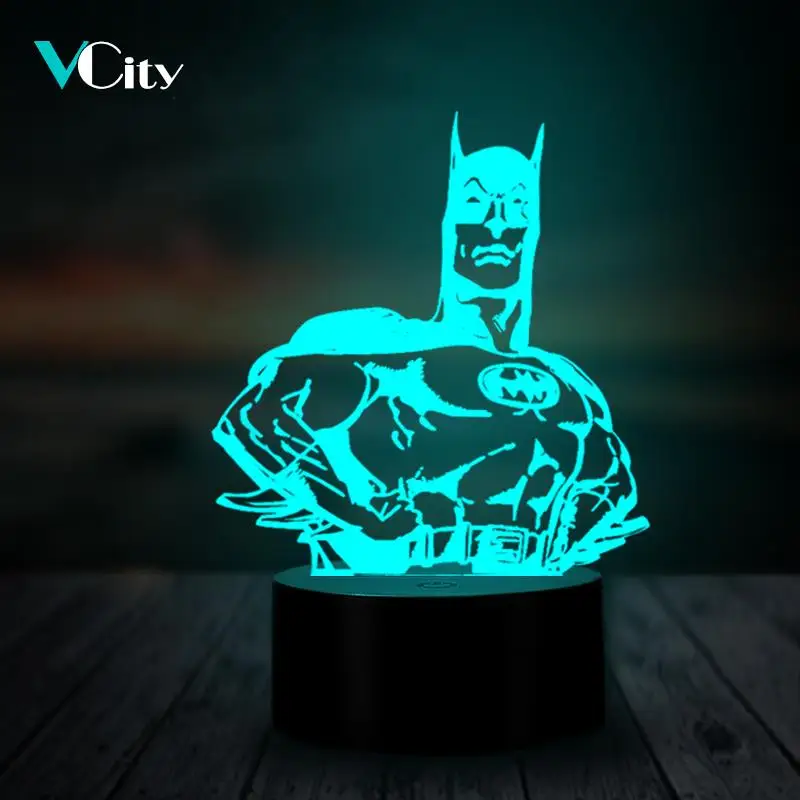 

VCity3D Ngiht Light Led Table Lamp RGB Change Multicolor Luminaria Movie Batman USB Lighting Boy's Gifts Fans Collection Present