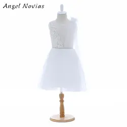 Angel Novias/короткие милые белые платья с цветочным рисунком для девочек 2018 г. с поясом для свадьбы, до колена, Детские платья для выпускного