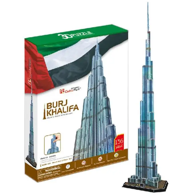 3D Пазлы T0416 1 5 м Дубай Burj Khalifa башня сделай сам строительная Бумажная модель дети