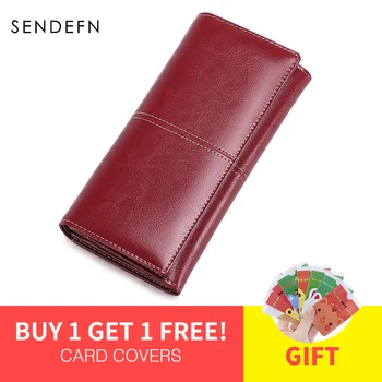 

SENDEFN Split Leather Wallet Women Zipper Women Purse Button Women Wallets Card Holder Purse Casual Purse 4 Colors 5159H-65