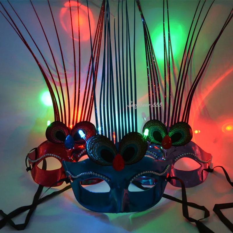 

LED Light Up Festival Peacock Venetian Masquerade Mask Princess Flashing Masks Party Decoration Christmas Halloween