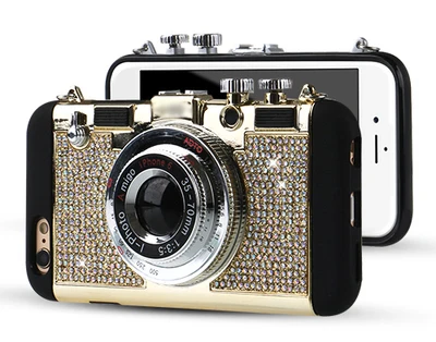 imágenes para Dote Me Moda Estilo Bling Del Diamante Retro de la Cámara de Silicona suave Con Una Larga correa de la Cuerda Detrás Encajona La Cubierta Para el iphone 7 6 6 S Plus 5 5S imágenes para Dote Me Moda Estilo Bling Del Diamante Retro de la Cámara de Silicona suave Con Una Larga correa de la Cuerda Detrás Encajona La Cubierta Para el iphone 7 6 6 S Plus 5 5S