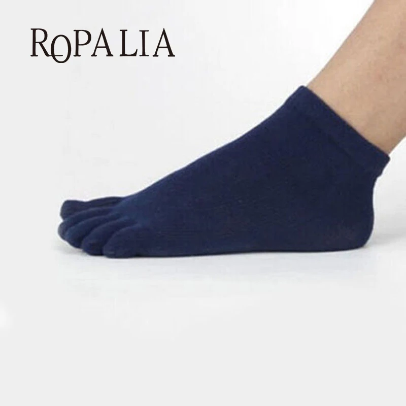 

High Quality Men's Soft Five Finger Toe Socks Solid Cotton Socks Long Ankle Hot