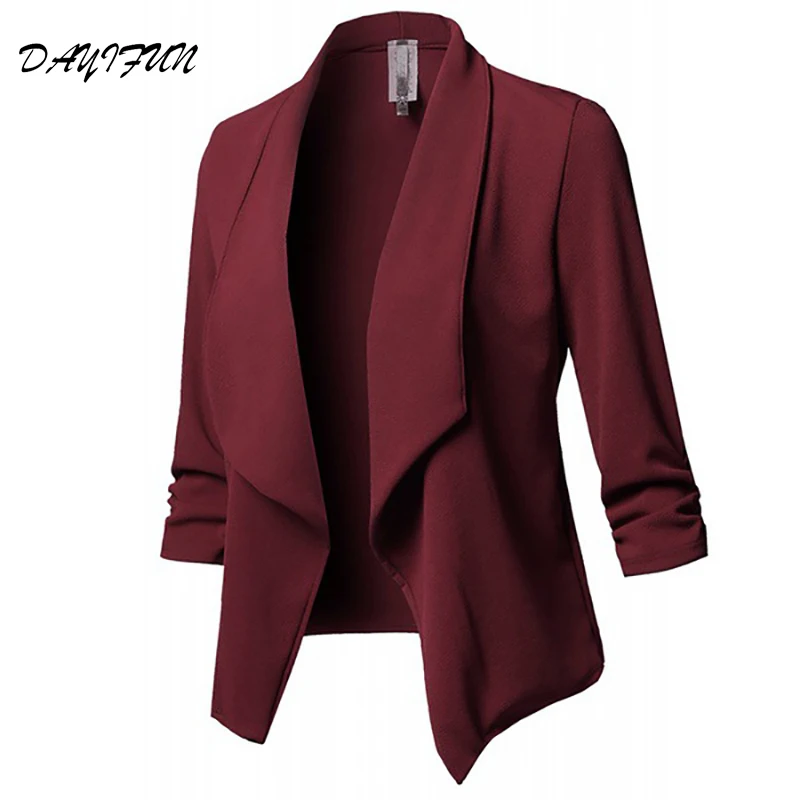 2019 Autumn New Women Open Stitch Short Coat Fashion Ruffle Casual Jacket Female Solid Plus Size Outwear B34 2019 Autumn New Women Open Stitch Short Coat Fashion Ruffle Casual Jacket Female Solid Plus Size Outwear B34