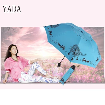 

YADA Best Sellers Red & Blue Fairytale Students Folding Umbrella Rain Women uv Black Coating Umbrella Umbrellas Wholesale YS080