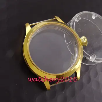 

Polished 45mm rose golden stainless case fit eta 6497 6498 movement watch Case