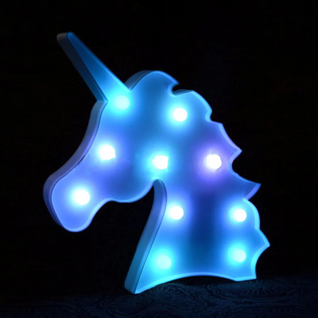 Creative Colorful Unicorn Head LED Night Light Up Table Lamp Kids Bedroom Home Decor