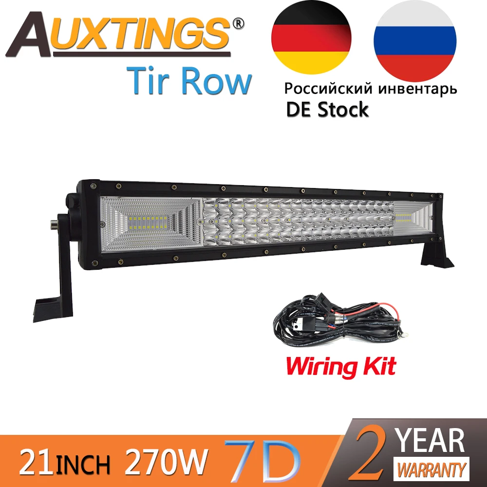 Auxtings 21inch 270w double rows movable bracket IP67 waterproof high power high lumens tri rows 7D LED light bar offroad