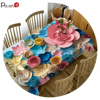 

High Density Fabric Tablecloth 3D Rose Lace Tablecloth Floral Table Cover Round Table Cloth for Christmas Wedding Decoration