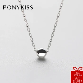 

PONYKISS Trendy 100% 925 Solid Sterling Silver Geometric Pendant Necklace Link Chain Gift Women Fine Jewelry Birthday Party