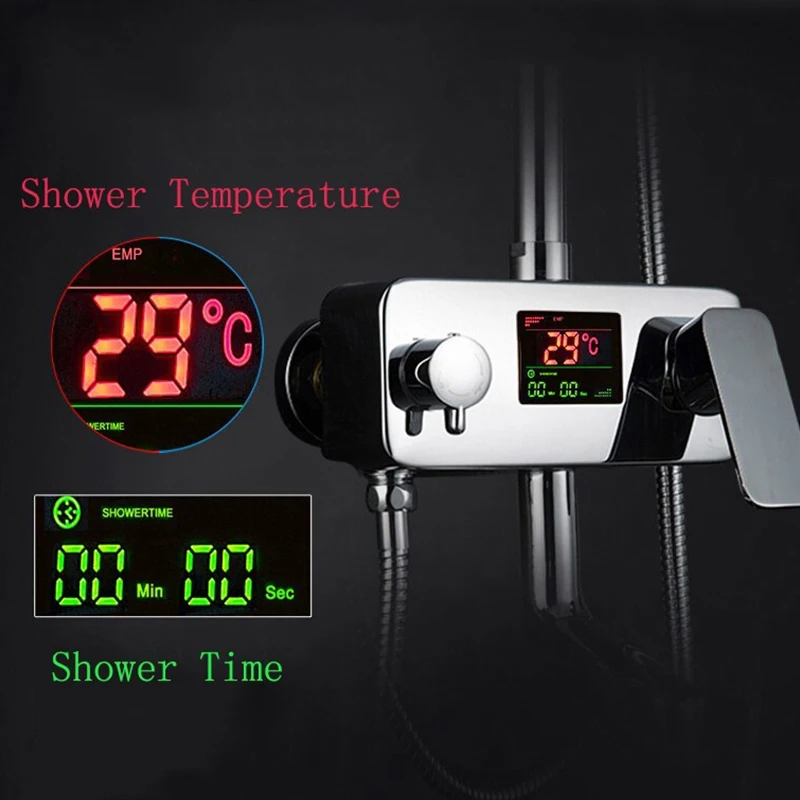 Modern LED Digital Display Shower Faucet Set Rain Shower Head 3-way Handshower Digital Display Mixer Tap Bathroom Shower Faucet Modern LED Digital Display Shower Faucet Set Rain Shower Head 3-way Handshower Digital Display Mixer Tap Bathroom Shower Faucet