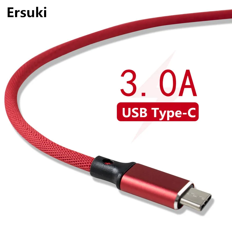 Ersuki USB Type C кабель для Xiaomi Redmi k20 Samsung S9 S8 мобильный телефон Быстрая зарядка