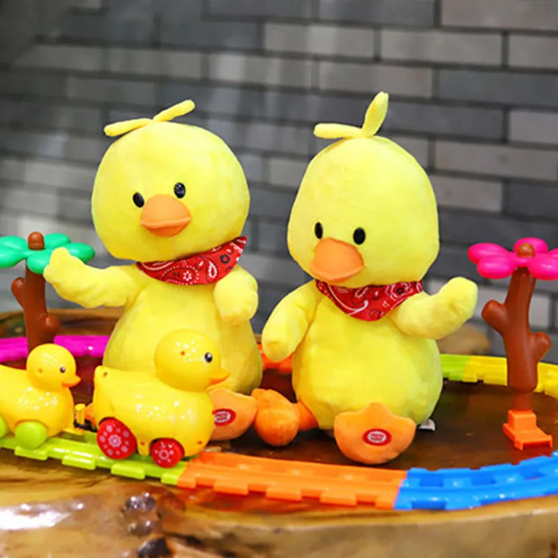 1 шт. желтая утка электрическая игрушка плюшевая Поющая и Танцующая плюшевая игрушка маленькая Желтая утка кукла электрическая игрушка плюшевая игрушка подарок