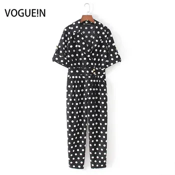 

VOGUEIN New Womens Casual Black Polka Dot Print Half Sleeve Jumpsuit Playsuit Wholesale