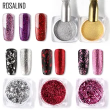ROSALIND Nail Pigment Powder Nails Glitter Art Dip Powder Set Gel Polish Mirror Manicure Sparkles For Nails Chrome Pigment Art