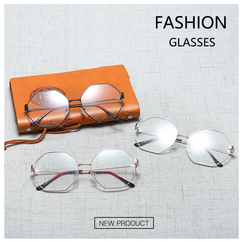 vintage glasses frame women black high quality Polygon eyeglasses Brand Metal Frame optical ladies spectacles frames