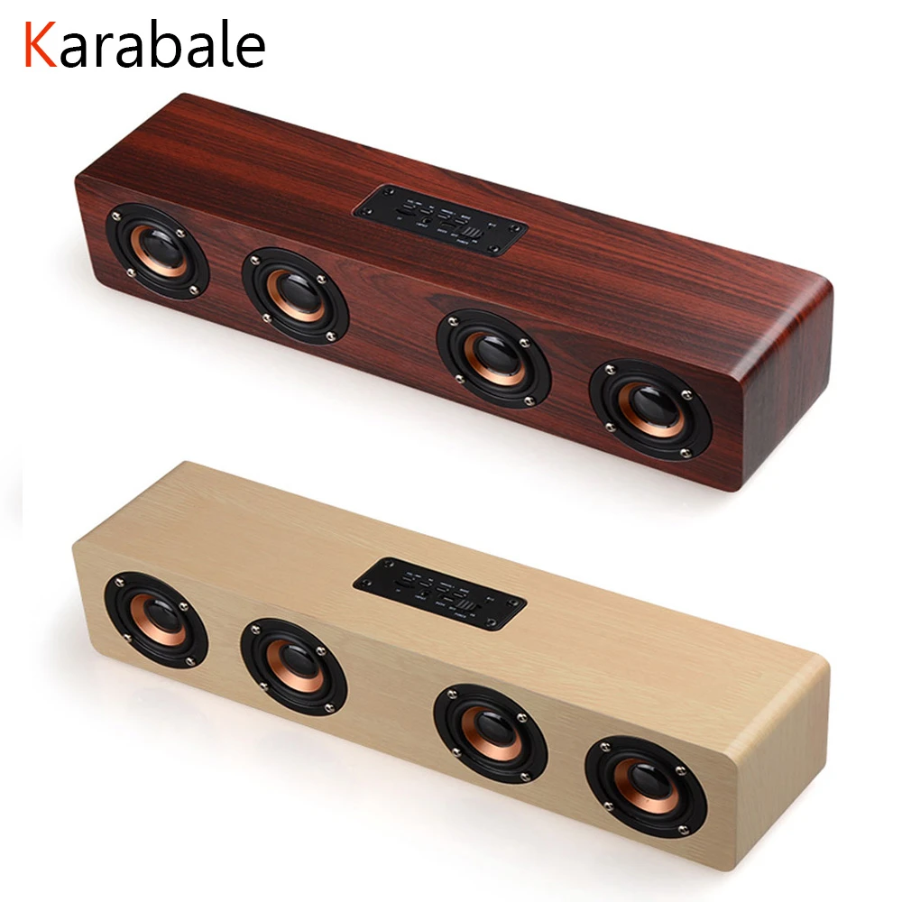 Wooden Wireless Bluetooth Speaker Portable Stereo Bass Subwoofer Hfi AUX TF Mic