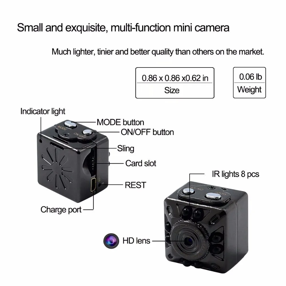 SQ10 мини-камера 1080 P портативная видеокамера безопасности маленькая камера с ночным видением Обнаружение движения Спортивная камера Поддержка Скрытая TF карта