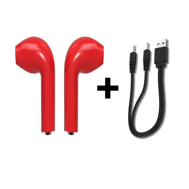 I7 TWS беспроводные Bluetooth наушники стерео наушники гарнитура с микрофоном зарядная коробка для iphone samsung Xiaomi для всех смартфонов - Цвет: Red