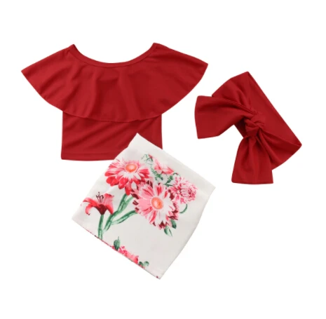 

Newborn Kid Baby Girls Set Off Shoulder Tops+Floral Skirt 2Pcs Summer Infant Outfit Clothes