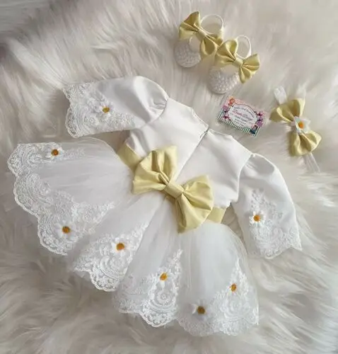 

2019 Kids Baby Girls Lace Flower O Neck Bow Pageant Princess Dress Bridesmaid Gown Prom Dress