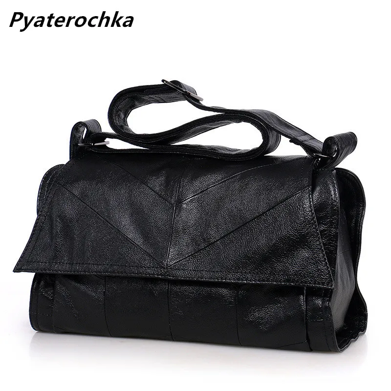 

Pyaterochka Genuine Cow Leather Plaid Messenger Bag Women Casual Pillow Luxury Shoulder Crossbody Bags High Quality Large Totes