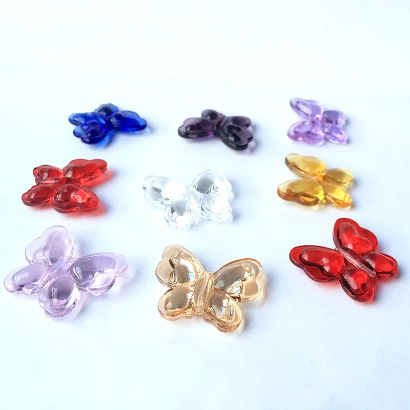 

2016 Fashion glossy Crystal Glass Curtain Parts diy accessories beads 10pcs glass artificial Mixed colors crystal butterfly