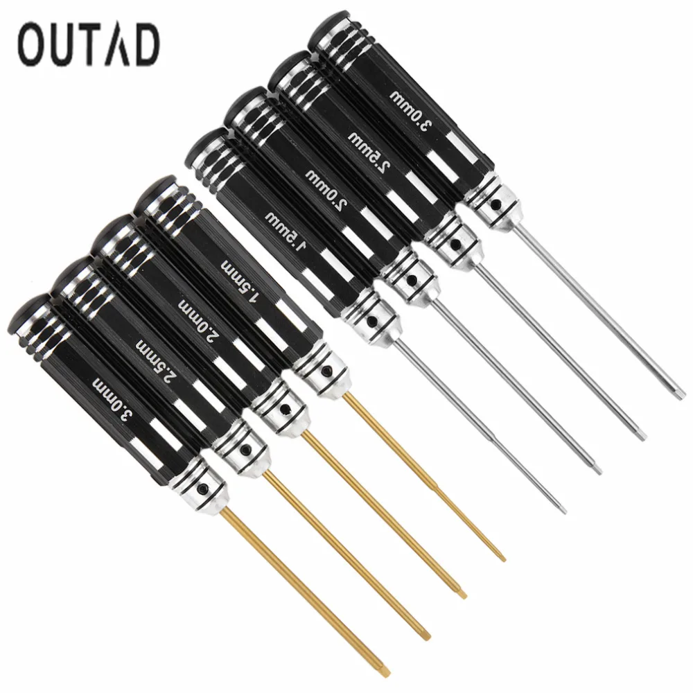 

OUTAD High Grade White Steel/Titanium Plating 4 Pcs Hex Screwdriver Screw Driver Tool Kit Set for RC Car Aircraft Other Toys