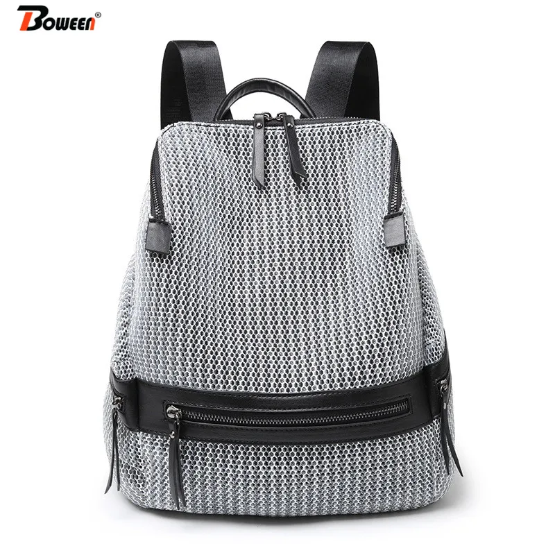 

Fashion Backpack Women Breathable Stripe High Quality Solid Woman Back Pack 2019 New Multifunction Soft Bagpack Female Backbag