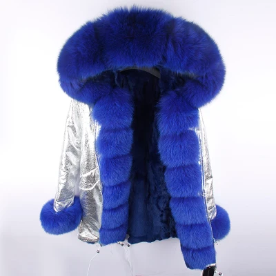 MaoMaoKong реального Меховые пальто для женщин Природные с мехом кролика подклад куртки зима большой пальто с меховым воротником - Цвет: 32