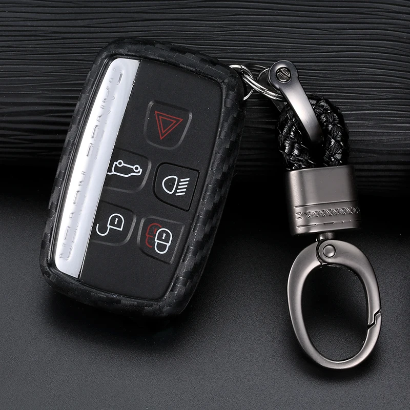 

For Land Rover Range Rover Sport Evoque Freelander 2 Jaguar XE XJ XJL XF C-X16 V12 Car Key Case Carbon Silicone Cover 1pcs/lot