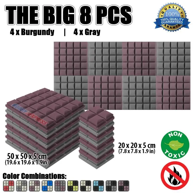 

Arrowzoom 8 pcs Pack Color Combination Hemisphere Grid Studio Tile Soundproofing Acoustic Foam KK1040