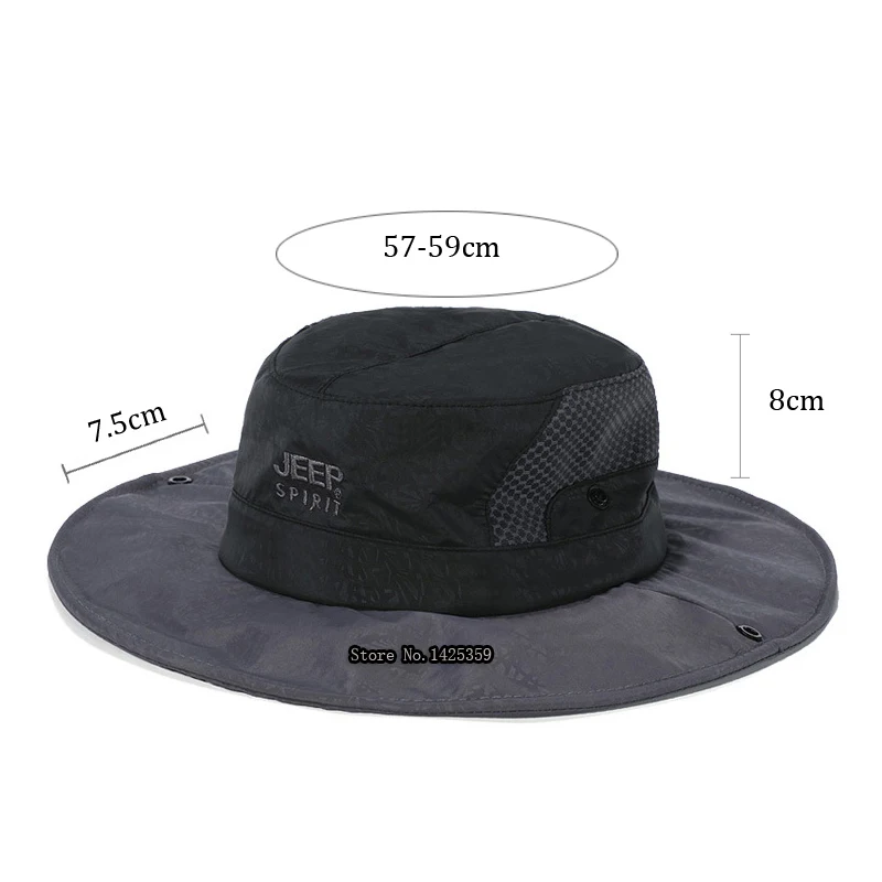 JEEP SPIRIT Bucket Hat Men Fishing Hat Caps Breathable Military Outdoor Men's Cap Fisherman Hat Gorras Casquette Dropshipping