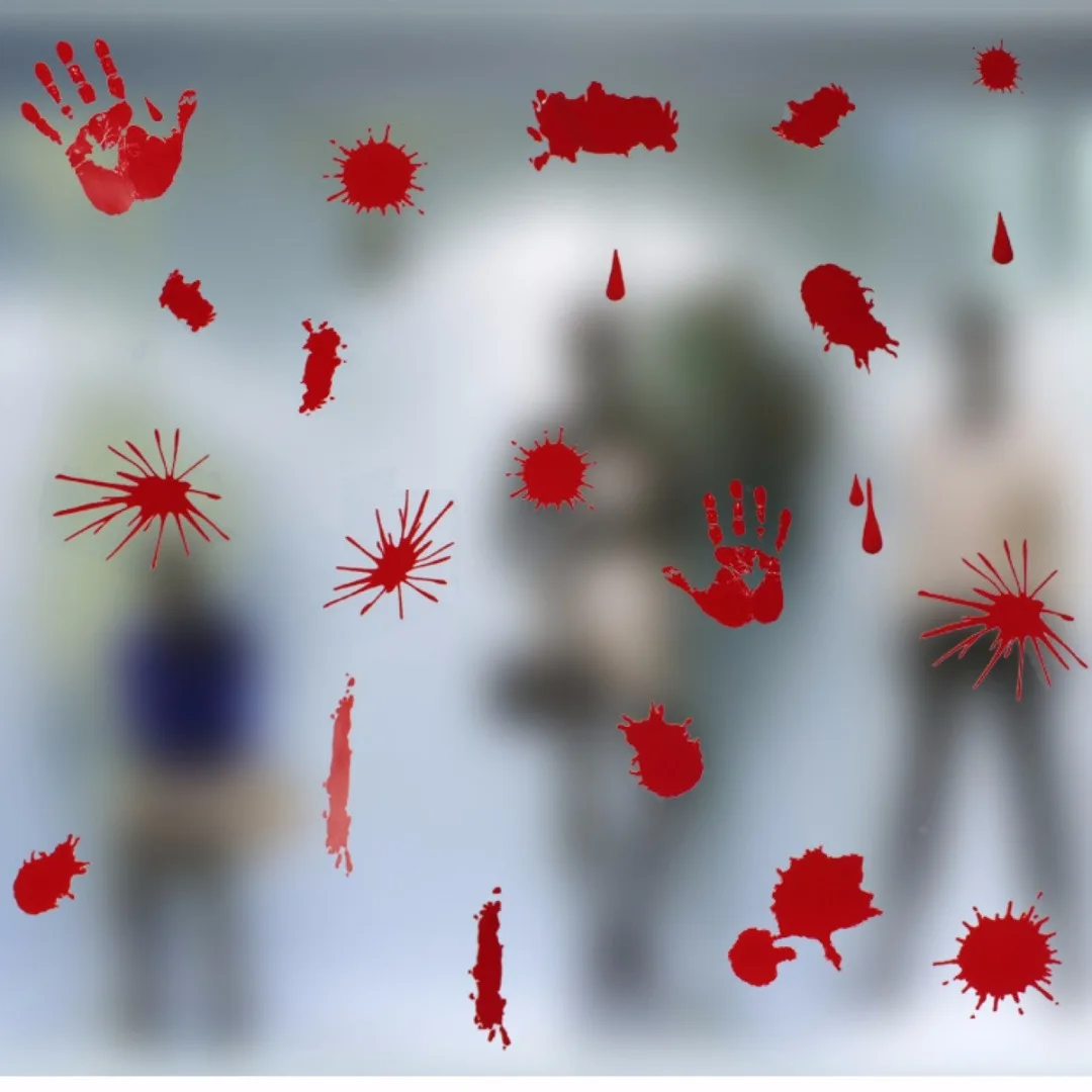 Halloween Scary Bloody Handprint Footprint Window Clings Door Cover Party Decor 2018 NewStyle