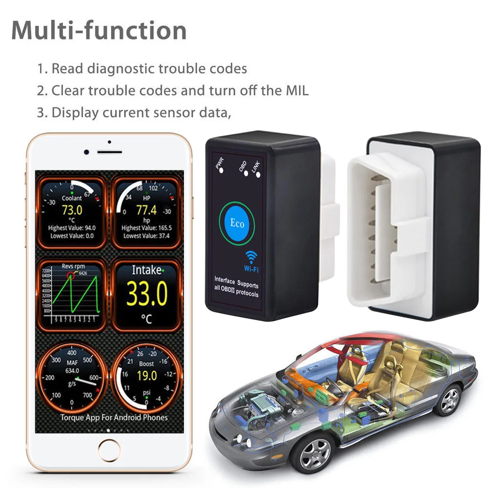 ELM327 OBDII OBD2 WiFi автомобильный диагностический беспроводной сканер инструмент F-Best