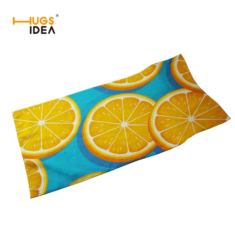 

HUGSIDEA Fruit Orange Food 3D Pattern Beach Towels Microfibra Home Textile Face Hair Toalla Sport Body Spa Bath Wrap Towels