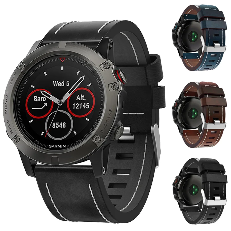 

Replacement Leather Band Strap For Garmin Fenix 3/3 HR/5X/5X Plus Smart Watch Watchband Wrist Band Strap Bracelet With Tool