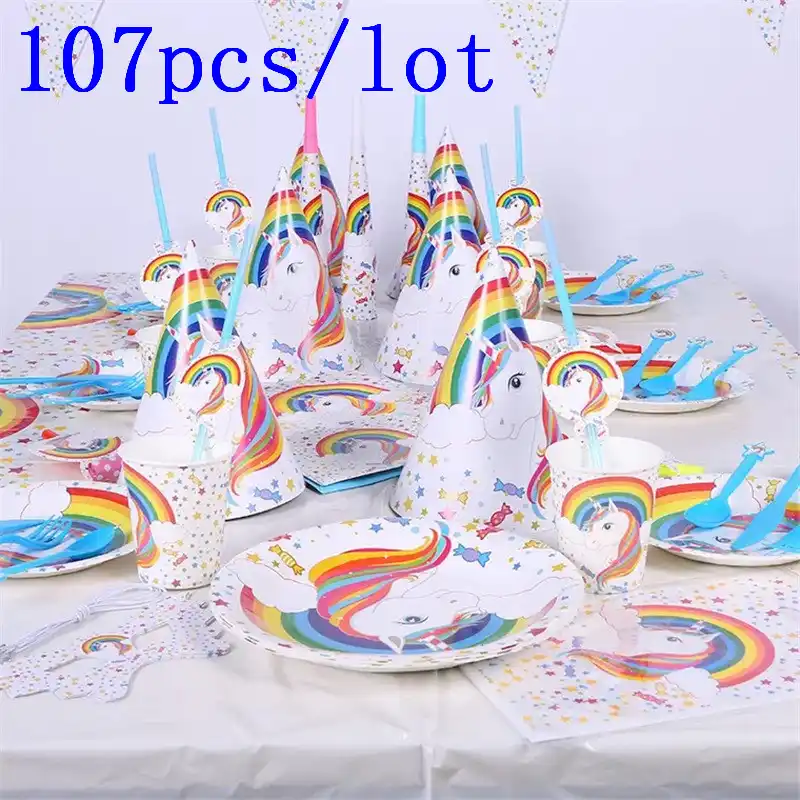 Chapeau Coiffe En Forme De Trompette Decoration Avec Tasse Assiette Sac Cadeau Masque Pour Fete D Anniversaire De Garcon Fete Familiale Nouvelle Collection 107 Pieces Aliexpress