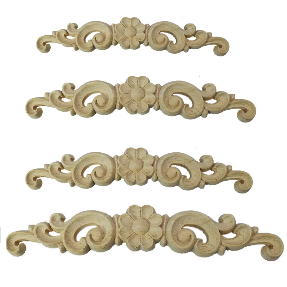 Tallado en madera aplique forma ovalada Onlay flor talla de calcoman/ía sin pintar decoraci/ón de muebles para el hogar