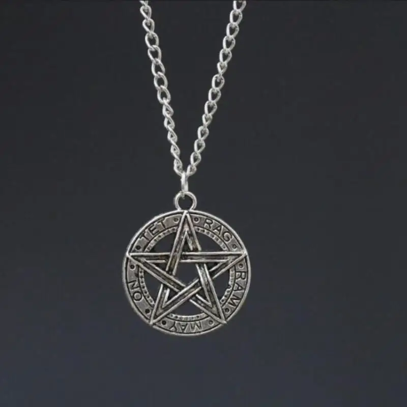 

Pentagram Star Pentacle Necklaces Design Necklace For Women Men Ancient Silver Charms Wiccan Pagan Pendant Chain Jewelry