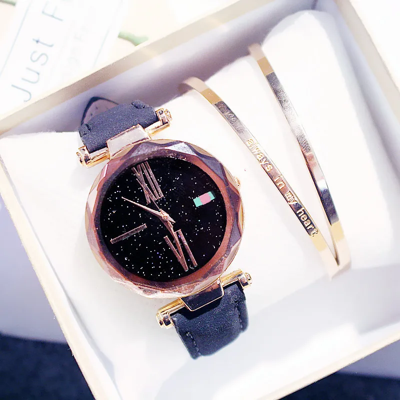 

Luxury Women Watches 2019 Hot Sale Cheap Starry Sky Watch Fashion Ladies Leather Band Quartz Wrist Watch relogio feminino Montre