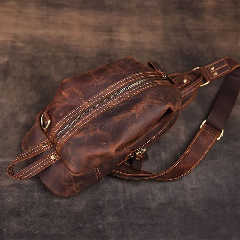 PNDME винтажная Мужская нагрудная сумка crazy horse из воловьей кожи высокого качества из натуральной кожи, дизайнерская Роскошная спортивная сумка