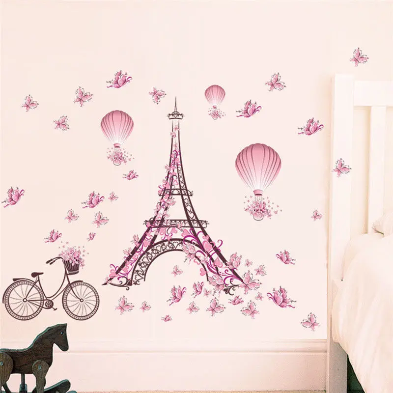 2018 New Hot Beautiful Girls Pink Butterfly Decor Living Room wall stickers on the wall decoracion stickers home decor