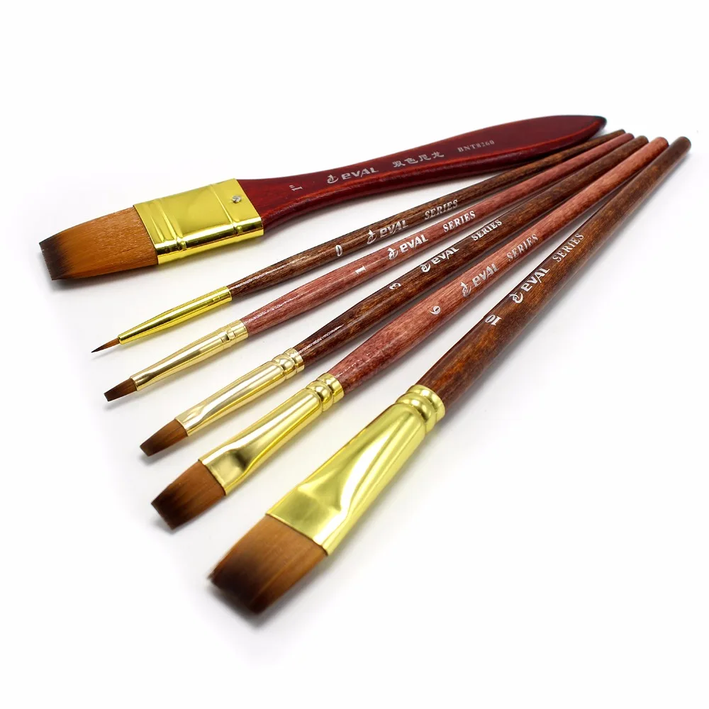 Kopen Eval 6 stks Nylon Borstel Olieverfschilderij Borstels Aquarel Kwast Set Hoge Kwaliteit Kunstenaar Borstel Voor Kunstenaar Tekening Tool levert